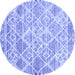 Round Abstract Blue Contemporary Rug, con3068blu