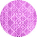 Round Machine Washable Abstract Pink Contemporary Rug, wshcon3068pnk