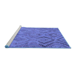 Sideview of Machine Washable Southwestern Blue Country Rug, wshcon3069blu