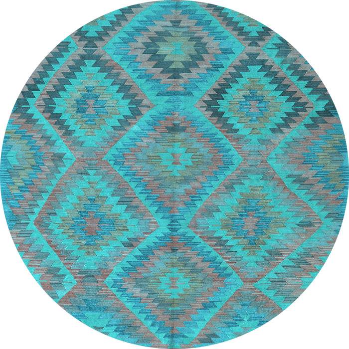 Round Southwestern Light Blue Country Rug, con3069lblu
