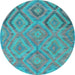 Round Southwestern Light Blue Country Rug, con3069lblu