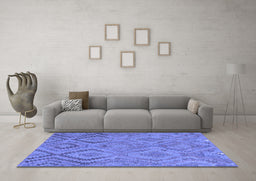 Machine Washable Southwestern Blue Country Rug in a Living Room, wshcon3069blu