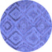 Round Southwestern Blue Country Rug, con3069blu