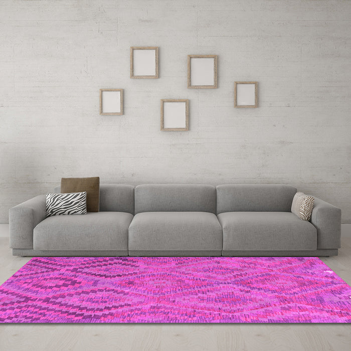 Machine Washable Southwestern Pink Country Rug in a Living Room, wshcon3069pnk