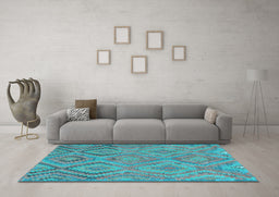 Machine Washable Southwestern Light Blue Country Rug in a Living Room, wshcon3069lblu