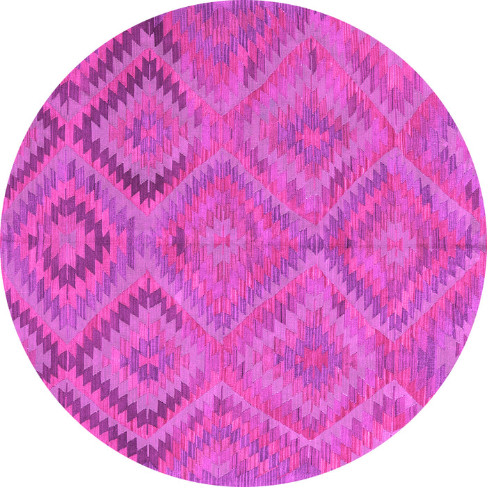 Round Machine Washable Southwestern Pink Country Rug, wshcon3069pnk