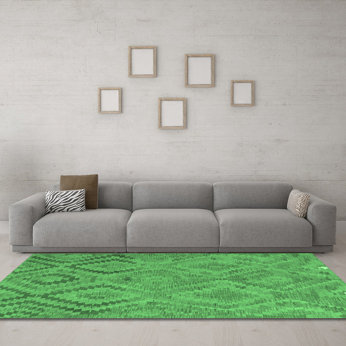 Machine Washable Southwestern Emerald Green Country Area Rugs in a Living Room,, wshcon3069emgrn