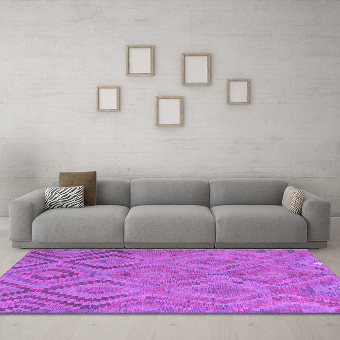 Machine Washable Southwestern Purple Country Area Rugs in a Living Room, wshcon3069pur
