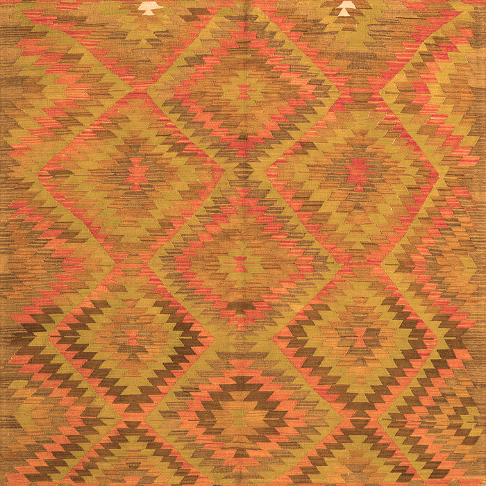 Round Machine Washable Southwestern Orange Country Area Rugs, wshcon3069org