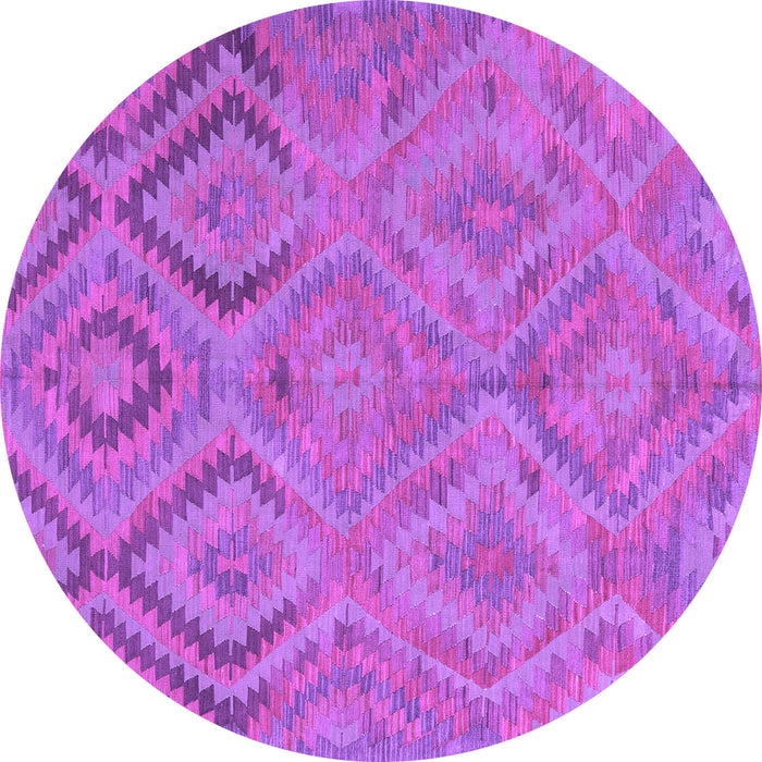 Round Machine Washable Southwestern Purple Country Area Rugs, wshcon3069pur