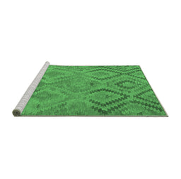 Sideview of Machine Washable Southwestern Emerald Green Country Area Rugs, wshcon3069emgrn