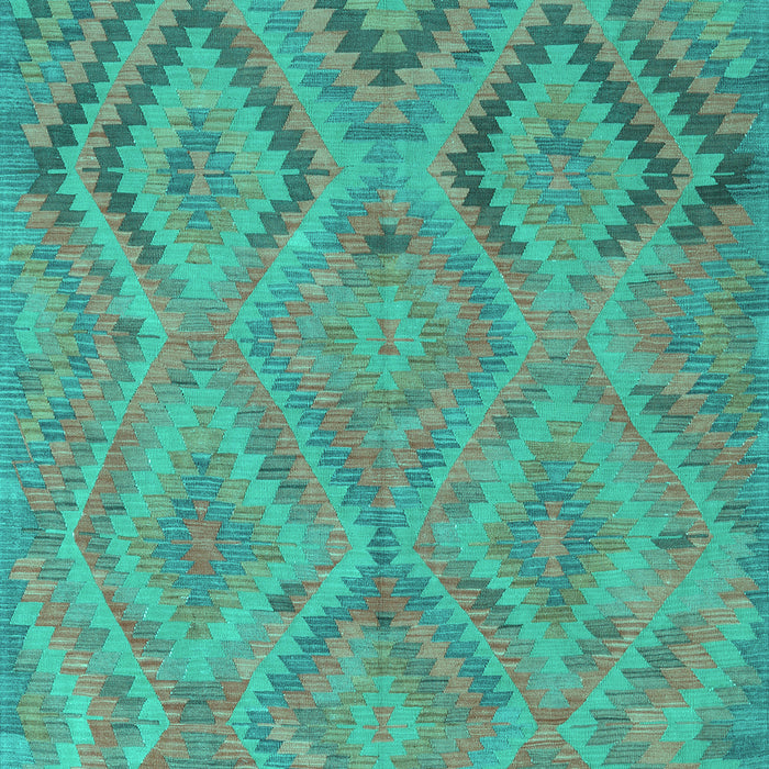 Machine Washable Southwestern Turquoise Country Area Rugs, wshcon3069turq