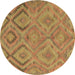 Round Southwestern Brown Country Rug, con3069brn