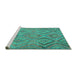 Sideview of Machine Washable Southwestern Turquoise Country Area Rugs, wshcon3069turq