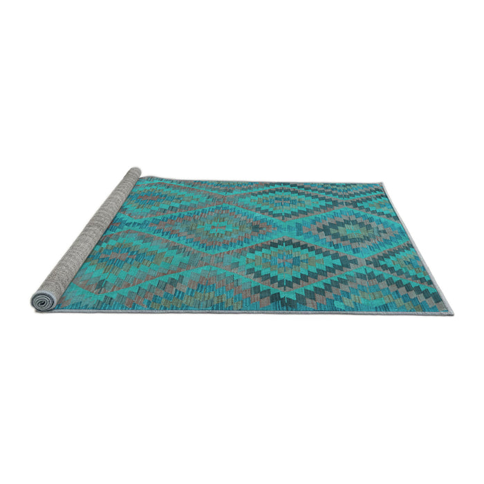 Sideview of Machine Washable Southwestern Light Blue Country Rug, wshcon3069lblu