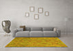 Machine Washable Southwestern Yellow Country Rug in a Living Room, wshcon3069yw