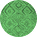 Round Southwestern Emerald Green Country Rug, con3069emgrn