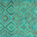 Square Southwestern Turquoise Country Rug, con3069turq