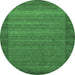 Round Machine Washable Abstract Emerald Green Contemporary Area Rugs, wshcon306emgrn