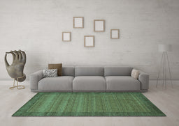 Machine Washable Abstract Turquoise Contemporary Area Rugs in a Living Room,, wshcon306turq