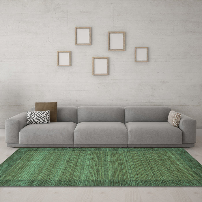 Machine Washable Abstract Turquoise Contemporary Area Rugs in a Living Room,, wshcon306turq