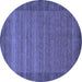 Round Abstract Blue Contemporary Rug, con306blu