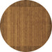 Round Abstract Brown Contemporary Rug, con306brn