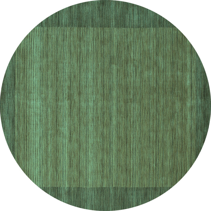 Round Machine Washable Abstract Turquoise Contemporary Area Rugs, wshcon306turq
