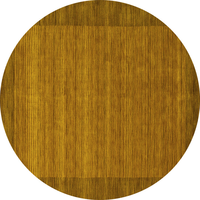 Round Machine Washable Abstract Yellow Contemporary Rug, wshcon306yw
