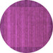 Round Machine Washable Abstract Purple Contemporary Area Rugs, wshcon306pur