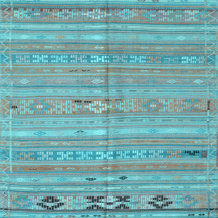 Square Machine Washable Southwestern Light Blue Country Rug, wshcon3070lblu