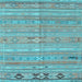 Square Machine Washable Southwestern Light Blue Country Rug, wshcon3070lblu