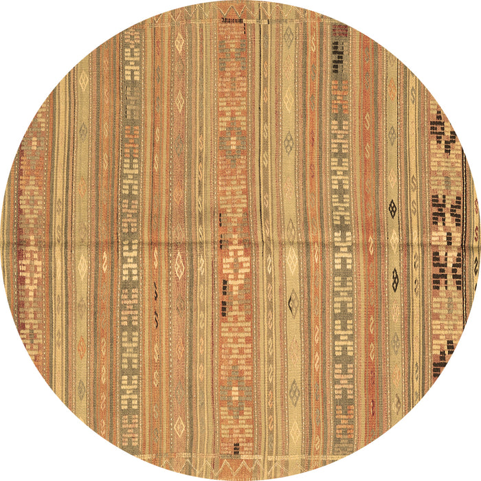 Round Southwestern Brown Country Rug, con3070brn