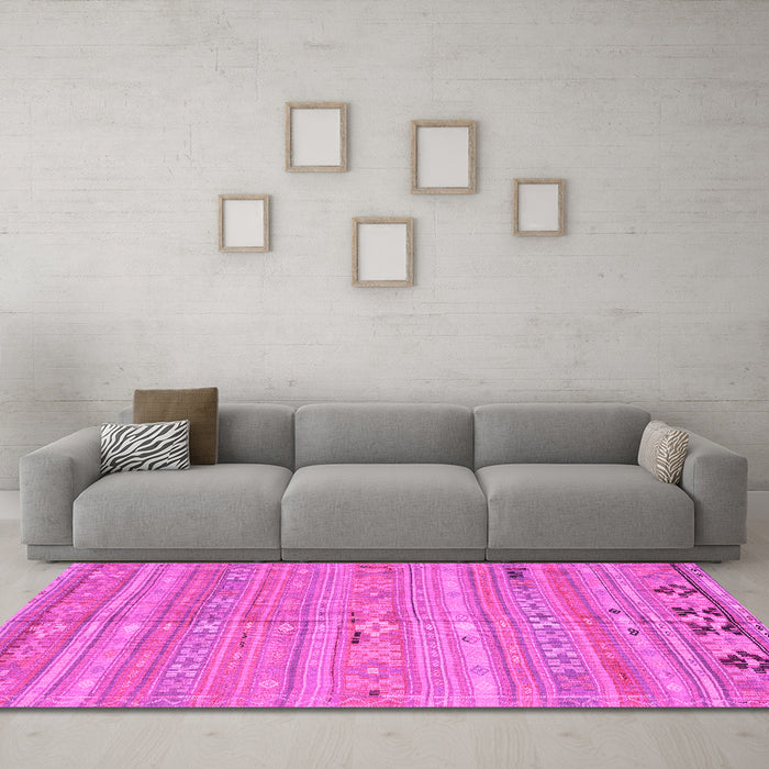 Machine Washable Southwestern Pink Country Rug in a Living Room, wshcon3070pnk
