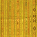 Square Machine Washable Southwestern Yellow Country Rug, wshcon3070yw