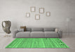 Machine Washable Southwestern Emerald Green Country Area Rugs in a Living Room,, wshcon3070emgrn