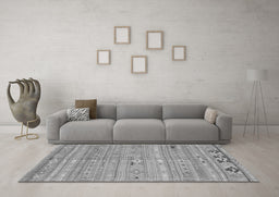 Machine Washable Southwestern Gray Country Rug in a Living Room,, wshcon3070gry