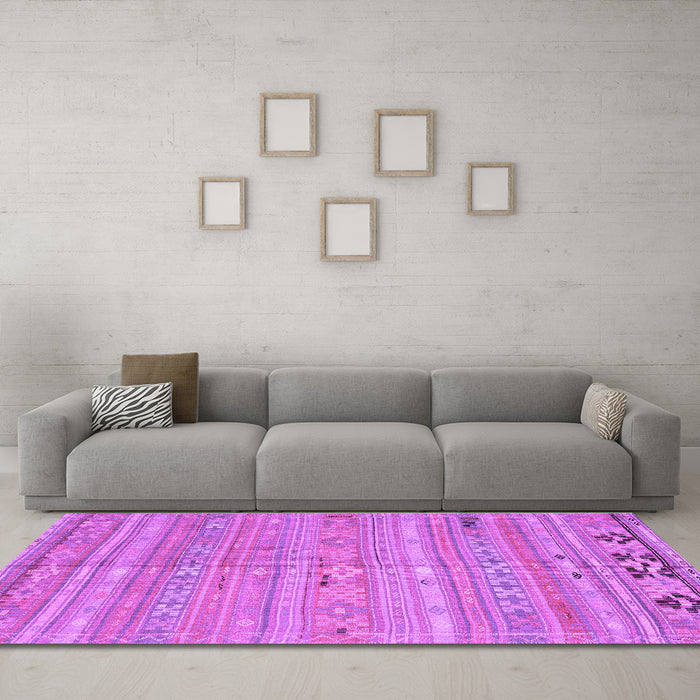 Machine Washable Southwestern Purple Country Area Rugs in a Living Room, wshcon3070pur