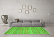Machine Washable Southwestern Green Country Area Rugs in a Living Room,, wshcon3070grn