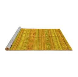 Sideview of Machine Washable Southwestern Yellow Country Rug, wshcon3070yw