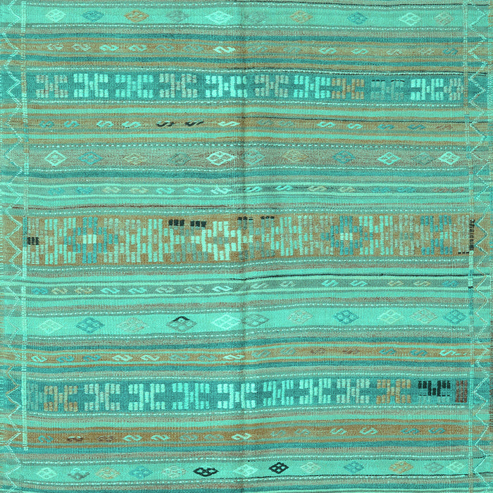 Machine Washable Southwestern Turquoise Country Area Rugs, wshcon3070turq