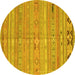 Round Machine Washable Southwestern Yellow Country Rug, wshcon3070yw