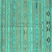 Square Machine Washable Southwestern Turquoise Country Area Rugs, wshcon3070turq