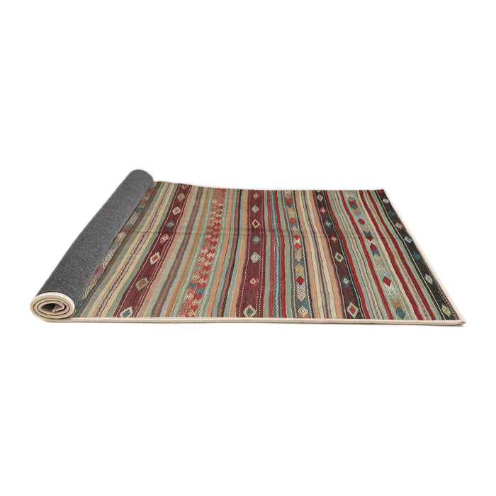 Thickness of Contemporary Brown Red Southwestern Rug, con3071