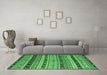 Machine Washable Southwestern Emerald Green Country Area Rugs in a Living Room,, wshcon3071emgrn