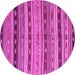 Round Machine Washable Southwestern Pink Country Rug, wshcon3071pnk