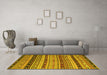 Machine Washable Southwestern Yellow Country Rug in a Living Room, wshcon3071yw