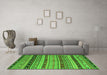 Machine Washable Southwestern Green Country Area Rugs in a Living Room,, wshcon3071grn