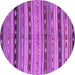 Round Machine Washable Southwestern Purple Country Area Rugs, wshcon3071pur
