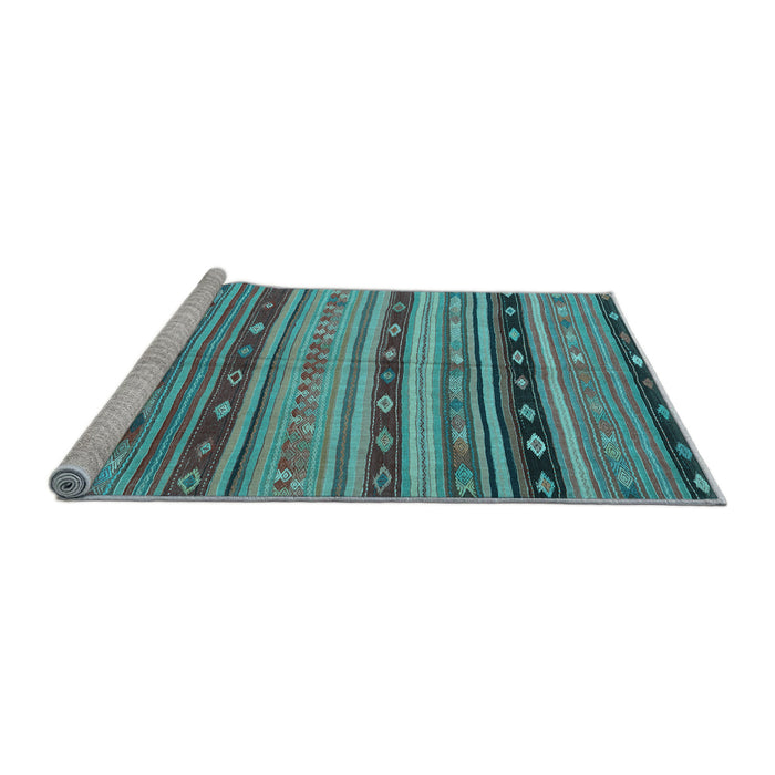 Sideview of Machine Washable Southwestern Light Blue Country Rug, wshcon3071lblu